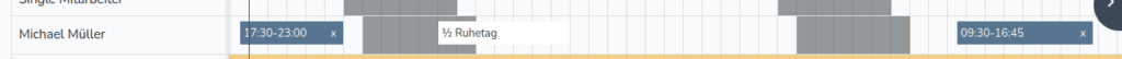 Screenshot aus der Planung für die Gastronomie von correctTime. Der zeigt, weshalb ein halber Ruhetag aus der Planung resultiert.